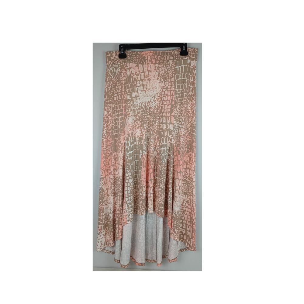 Tommy Bahama Womens M Pink White Taupe Alligator Skin High Low Maxi Skirt